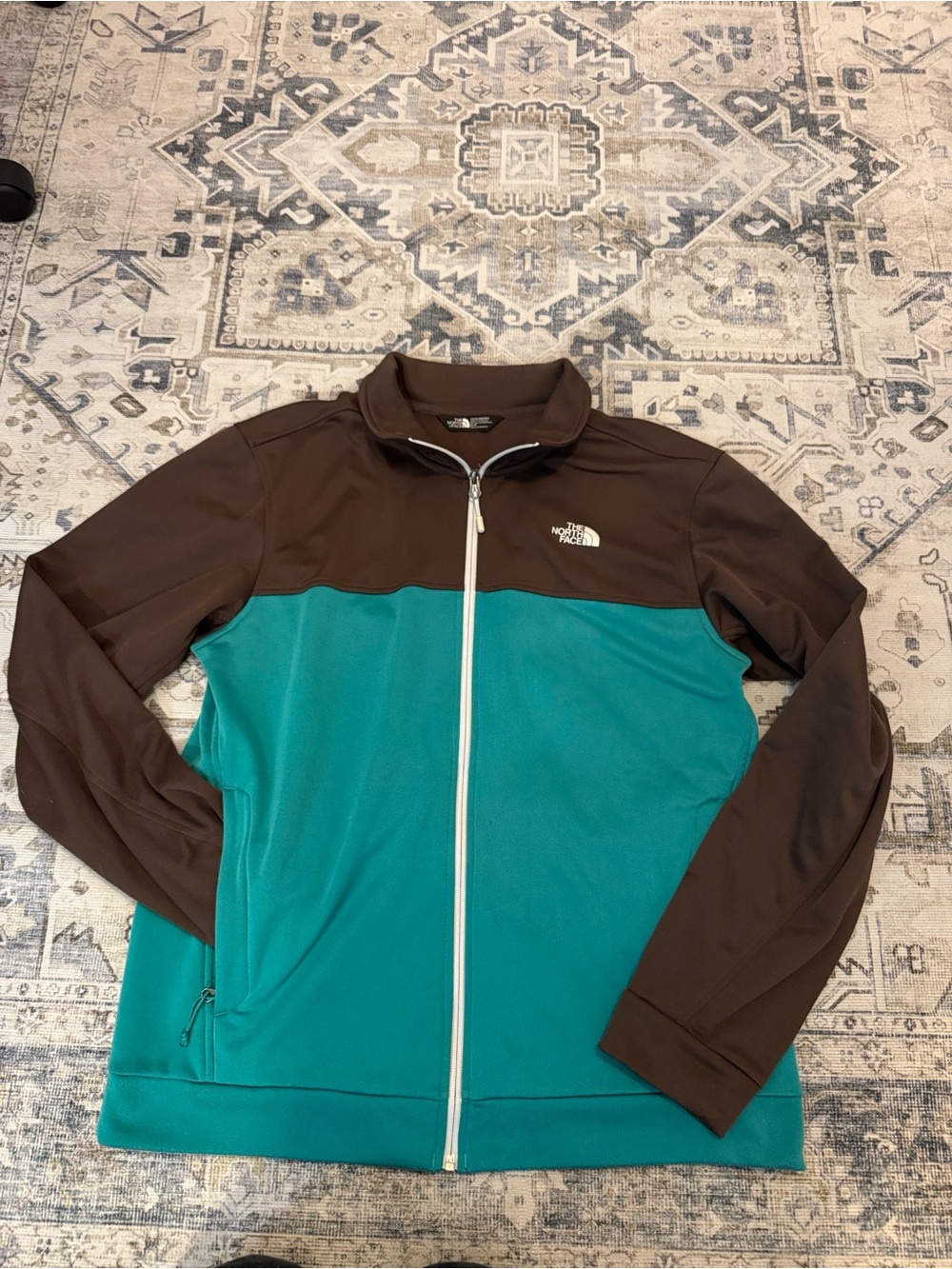The North Face Men’s Brown & Teal Full-Zip Fleece Jacket Medium